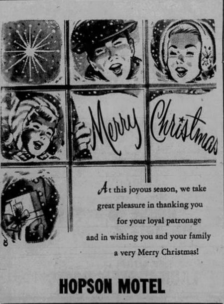 Hooks Waterfront Resort (Train Station Motel, Hopson Motel) - Dec 1959 Ad